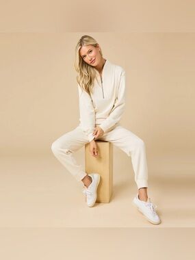 🆕 Softies DreamTech ¼ Zip Jogger Set in Almond NWT SZ SM